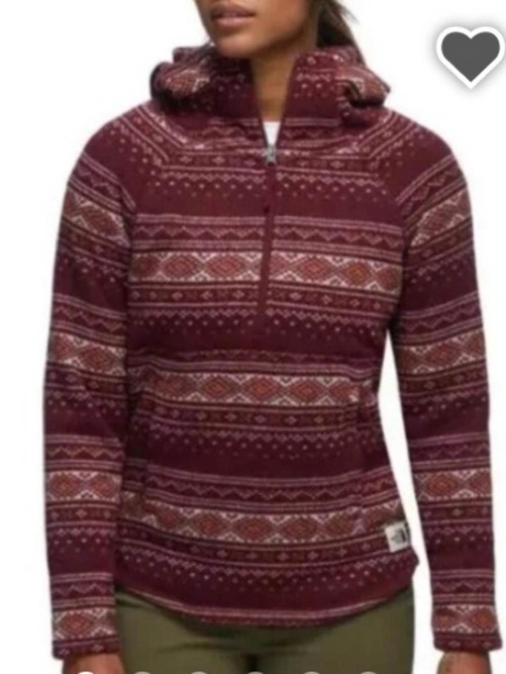 The North Face Women's Burgundy Patterned Half-Zip Cowl Sweater